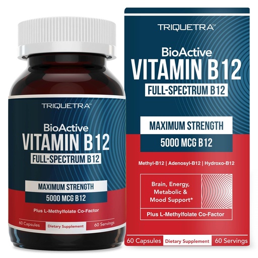 [BRSW2CQPC4IBSC3A] BioActive Vitamin B12 - 5000 mcg, Contains 3 BioActive Forms B12 Plus Methylfolate Cofactor - Methyl B12, Adenosyl B12 & Hydroxy B12 | Supports Energy, Metabolism & Mood | Vegan, Non-GMO (60 Servings)