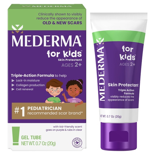 [BRSWYAI2PMPQEYLB] Mederma Scar Gel for Kids - Reduces Appearance of Old & New Scars from Cuts, Burns, Surgery, Insect Bites & Scrapes, Grape Scented, Goes on Purple & Rubs in Clear, Ages 2+, 0.70 Oz