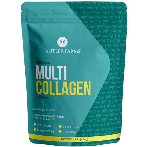 [BRSRAZD5BUJQYCT7] Antler Farms - Multi Collagen Protein Powder - 5 Types (I, II, III, V, and X) 100% Pure Hydrolyzed Collagen Peptides for Men and Women - Bioavailable, Rapid Absorption - Unflavored - 1 lb