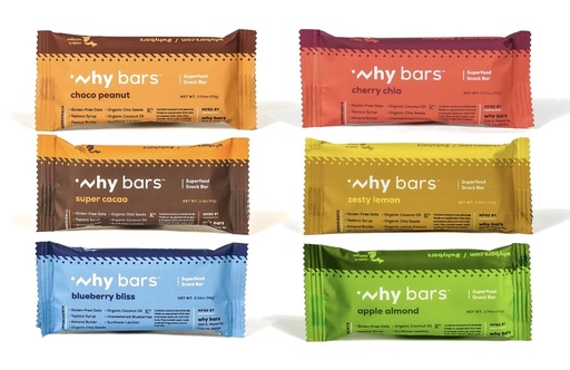 [BRSROHA2O4DQGD3F] Why Bars, Protein Bars, Variety Pack, 2.04 Ounce Bars (Pack of 12 Protein Bars) - Protein Bar Superfood, Gluten Free, Non GMO, Organic, Vegan, Simple Ingredients