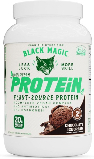 [BRSW2HYDAV7RAFDD] Black Magic Plant-Source 100% Vegan Protein - Keto, Low Sugar, Dairy Free Protein - Pre/Post Workout - Chocolate Ice Cream - 20g Protein - 2 LB