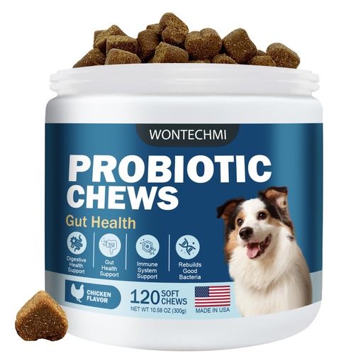 [BRSROAIPAV6AAYA6] Probiotics for Dogs, Improve Itchy Skin Itchy Ears, Gut Health, Yeast Balance, Allergies, Immunity, Dog Probiotics and Digestive Enzymes with Prebiotics, Reduce Diarrhea (Chicken, 120 chews)