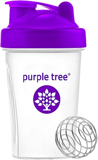 [BRSWYHQCCB6GKH3P] purple tree Protein Shake Bottle, Leak Proof Mixer Cup with Stainless Steel Blending Ball | 20 Oz Shaker Blender for Protein, Hydration & Supplement Mixes