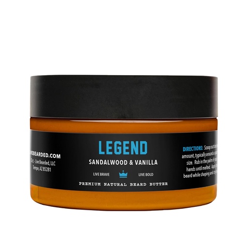 [BRSWEC33PMIBAELJ] Live Bearded Beard Butter, 3 fl oz - Made in the USA - All-Natural Leave-in Conditioner and Softener with Shea | Legend Scent - Sandalwood, Vanilla