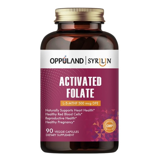 [BRSROBT2C5YRSA3D] Activated Folate-L 5-MTHF DFE Supplement - Methylfolate B9 MTHF with Vitamin B12, CoQ10, & Red Raspberry - Methylated L-Methylfolate for Men and Women - 500 mcg - 90 Veggie Capsules