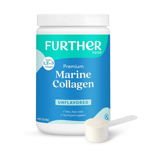 [BRSROC34CMIROADV] Further Food Unflavored Marine Collagen Peptides Powder, Wild-Caught Sustainably Sourced Fish, Hydrolyzed Type 1, 2 & 3, 12g Protein, 5.93 Oz