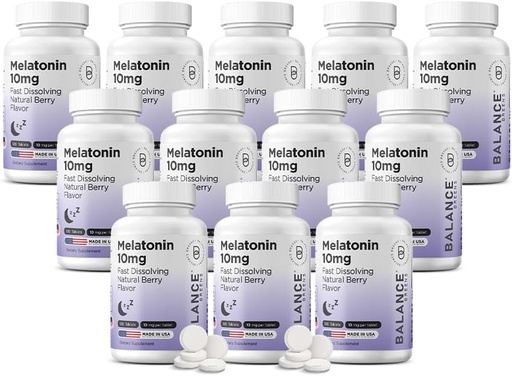 [BRSRAEL4BEOQ22DO] Balancebreens Melatonin 10mg Fast-Dissolve, 120 Tablets - Lotarako Laguntza Naturala Atsedenaldietarako, Drogarik gabeko laguntza Erlaxatzeko eta Erlaxatzeko