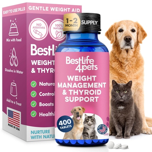 [BRSROHA7OIMAGFLO] Weight Loss for Dogs and Cats Natural Thyroid Support – Gentle Metabolism Booster to Restore Vitality in Senior Or Sluggish Pets – 400 Tiny Tasteless Pills – Help Manage Weight, Appetite, and Energy