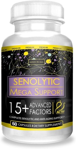 [BRSRABITDEMBO3A4] ACTIF Senolytic Support with 15+ Advanced Factors – Non-GMO, Fast-Acting, Made in USA, 60 Count