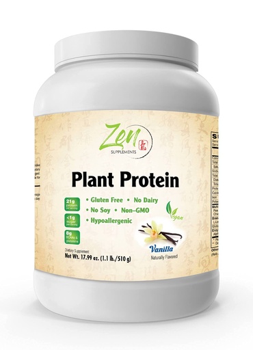 [BRSWGBIKPNYBUHTX] Plant Protein-Vanilla 510G 1.1LB-Powder- 25 Grams of Protein Per Serving -Vegan, Low Net Carbs, Non Dairy, Gluten Free, Lactose Free, No Sugar Added, Soy Free, Kosher, Non-GMO