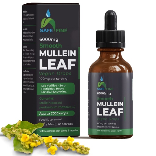 [BRSW2C34CUPWYCI7] Mullein Leaf Extract Drops 2 fl oz (60ml) – Alcohol Free Liquid Herbal Supplement for Lung Support – Vegan, Non-GMO – Dropper Included