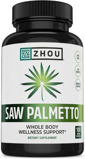 [BRSWICQ4DEFAOCLO] Zhou Saw Palmetto Supplement for Men - Premium Complex, Advanced Formula, Extra Strength 450mg Saw Palmetto Berry Per Capsule - 100 Vegetarian Capsules