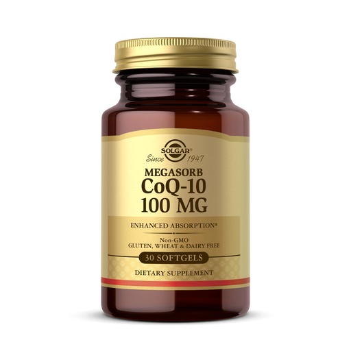 [BRSWIYTYOUIREFD6] Solgar Megasorb CoQ-10 100 mg - 30 Softgels - Enhanced Absorption - Non-GMO, Gluten Free, Dairy Free - 30 Servings