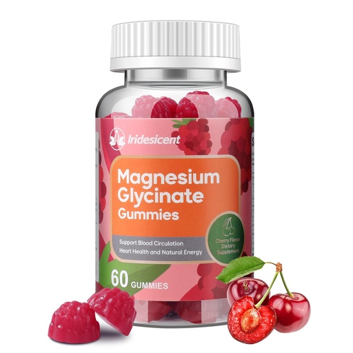 [BRSRAYAEAQIB42DL] Magnesium Glycinate Gummies, Sugar Free Magnesium Supplement w/Ashwagandha, Zinc, Vegan Magnesium Glycinate Supplement for Adults - 60 Cherry Gummies