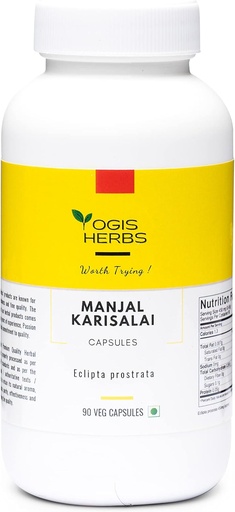 [BRSW2BACAEJRMC3H] YOGIS HERBS Manjal Karisal Capsules - Bhringraj Capsules (False Daisy, Eclipta alba) Herbal Supplement– 90 Veg Capsules