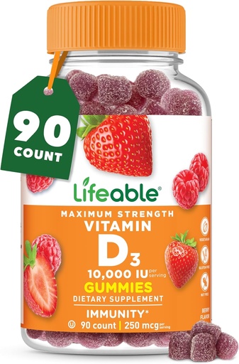 [BRSW2H36BNYR63T2] Vitamine vieable D3 10000IU.Excellents suppléments de force osseuse dégustation de vitamine D3 pour la santé des os.