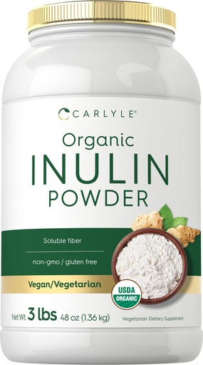 [BRSWYZA6B4PR63DB] Carlyle Organic Inulin Powder 48oz | Prebiotic Fiber from Jerusalem Artichoke | Vegan, Vegetarian, Non-GMO & Gluten Free Supplement
