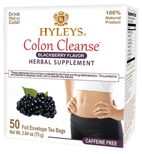 [BRSW2ZQ3AUAQK2Y4] Hyleys Colon Cleanse Tea Blackberry Flavor - 50 Tea Bags (1 Pack)
