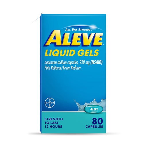 [BRSW2AQ7CMFGKEY7] Aleve Pain Reliever & Fever Reducer Liquid Gels, Naproxen Sodium, Pain Relief, 80 Count
