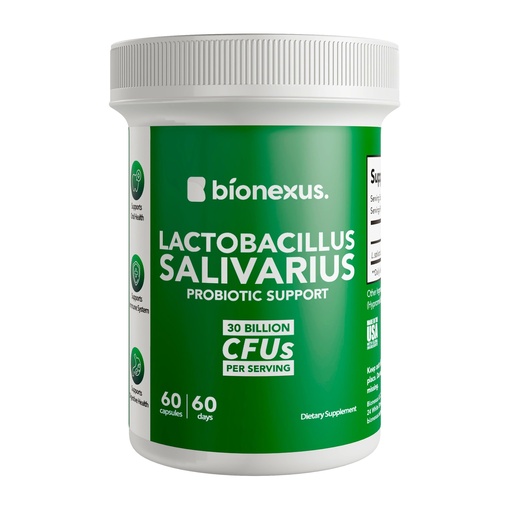 [BRSRA2YZB4CAADT2] Bionexus™ Lactobacillus Salivarius Dietary Supplement – 60-Count, 30 Billlion CFU Oral Probiotics Support, Oral and Digestive Wellbeing, Immune Boost – Made in USA, Delayed-Release DRcaps®