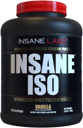[BRSWYCQKOB7QGA36] Insane Labz Insane ISO Whey Proteinpulver med 25 g Hydrolyzed Whey Isolate, 60 portioner, Vanilla