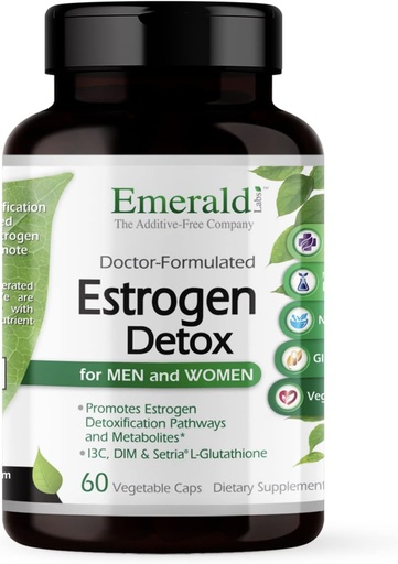 [BRSWYZQNO4HGMH37] EMERALD LABS östrogeeni detox - toetab hormoonide tasakaalu naistele ja meestele * - sisaldab I3C, DIM & Setria L-glutatioon - Vegan, Gluteenivaba - 60 taimset kapslit (30-päevane pakkumine)