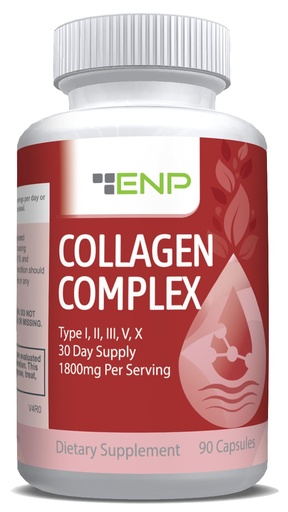 [BRSRAAQHAUIAMGQ3] ENP Collagen Complex, Type I, II, III, V, and X, Derived from Non-Vegan Sources, Joint Comfort, Flexibility, and Bone Strength, 90ct, 30 Day Supply