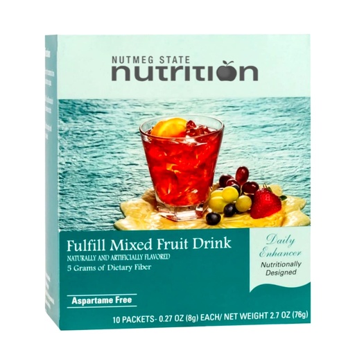 [BRSRMZDYDEPA2FDX] Nutmeg State Nutrition – Fulfill High Fiber Drink Mix, Low Calorie, Fat Free, Sugar Free, Naturally Flavored, Ideal Protein Compatible, Aspartame Free, 10 Servings Per Box (Mixed Fruit)