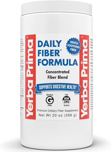 [BRSWGAA3BEDROFAY] Yerba Prima Daily Fiber Formula - 20 oz Powder - Unflavored, Concentrated Blend of Soluble/Insoluble, Psyllium Seed Husks, Acacia Gum, Apple Fiber for Bulk - Dietary Bulking Supplement - Regularity