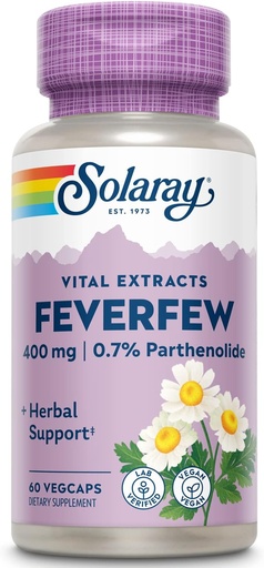 [BRSWIYQYCYDWK2AZ] SOLARAY Feverfew Extract 400 mg | Healthy Circulation & Blood Vessels, Head Comfort Support | Non-GMO | 60 VegCaps