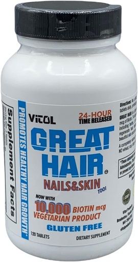 [BRSWIYYKBV4W22LM] Vitol Great Hair Time Released 10,000 mcg Biotin, 120 Tablets