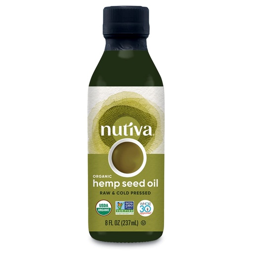 [BRSWIZIKDIPRKF3E] Nutiva Organic, Cold-Pressed, Unrefined Hemp Seed Oil from non-GMO, Sustainably Farmed Canadian Hemp, 8-ounces