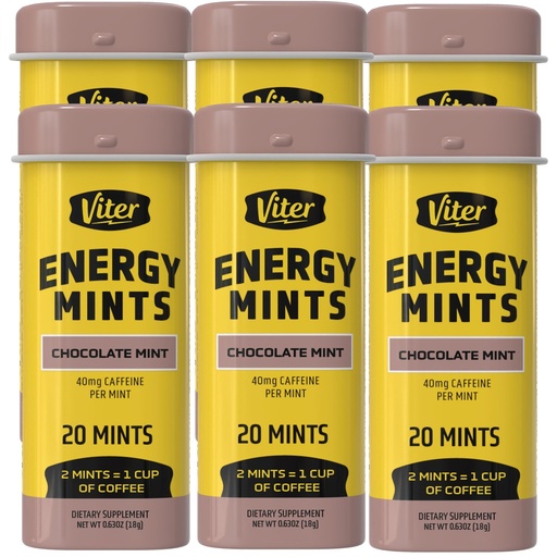 [BRSWGFT7C4JQYH3G] Viter Energy Caffeinated Mints 40mg Caffeine, B Vitamins, Sugar Free. (Chocolate Mint, 20pcs, 6 Pack)