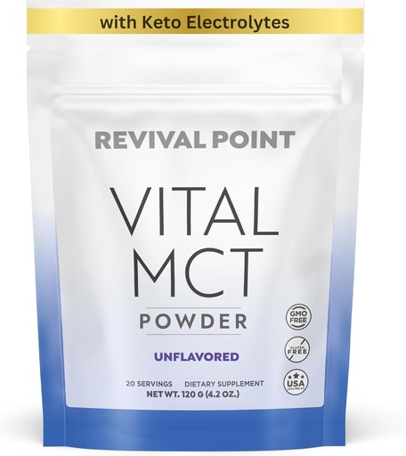 [BRSROHT4AAHAECA2] Premium Unflavored MCT Oil Powder with Keto Electrolytes- Creamer for Coffee, Tea, and Shakes- Includes 15x Bioavailable Chromium Picolinate, C10 and C8 MCT Oil Derived from Coconuts – 120 Grams