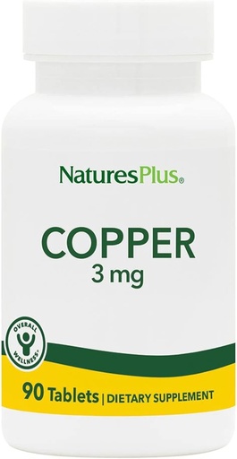 [BRSWIEYEBJYG2FDM] NaturesPlus Copper 3 mg - 90 Tablets - Supports Overall Wellness - Gluten Free - 90 Servings