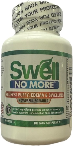 [BRSRMBDROIDREALA] Swell No More for Water Retention, Dietary Supplement, 60 Tablets, Relieves Puffiness, Edema and Swelling