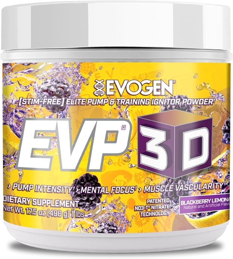 [BRSREGI3OAIW2CIZ] Evogen EVP-3D WY124; Extreme Pre- Workout Pump Ignitor, Arginine Nitrate, Citrulline, Beta-Alanine, Lions Mane