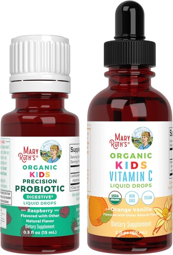 [BRSRAGDQCUCAGCDD] MaryRuth Organics Precision Probiootikum & C-vitamiini tilgad lastele | USDA orgaaniline, puhas märgise projekt Verified® | Soolestiku tervis, immuunsuse tugi ja üldine heaolu | Vegan, GMO-vaba, gluteenivaba