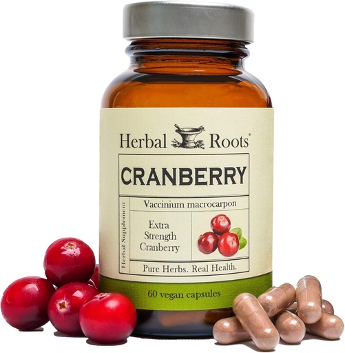 [BRSWGFQTBUFB6DQ2] Herbal Roots Extra Strength Cranberry Pills för kvinnor och män med organisk nässla | Urinary Tract Health | 60 Vegan kapslar