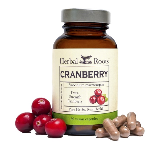 [BRSWGFQTBUFB6DQ2] Herbal Roots Extra Strength Cranberry Pills for Women & Men with Organic Nettle | Urinary Tract Health | 60 Vegan Capsules