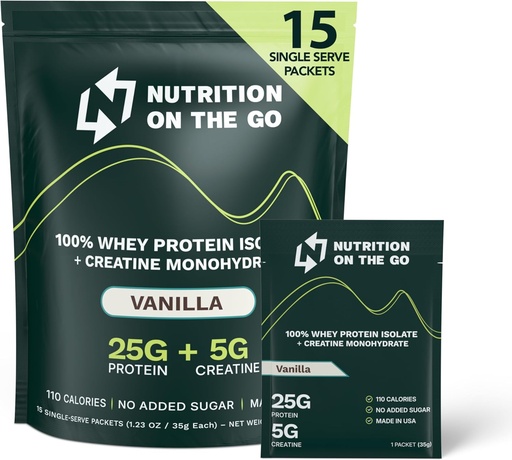 [BRSRAGAROIBR6237] Nutrition On The Go Whey Protein Isolate Packets Creatine ... 25g Protein + 5g Creatine...