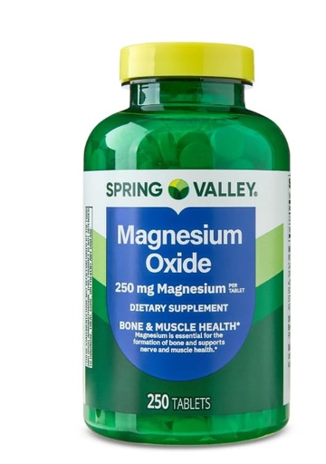 [BRSRAYYHBZ5WY2Q3] Spring Valley, Magnesium 250 mg, 250 Count Tablets, Bone & Muscle Health, Magnesium Tablets, Dietary Supplement +Sticker Dri Store