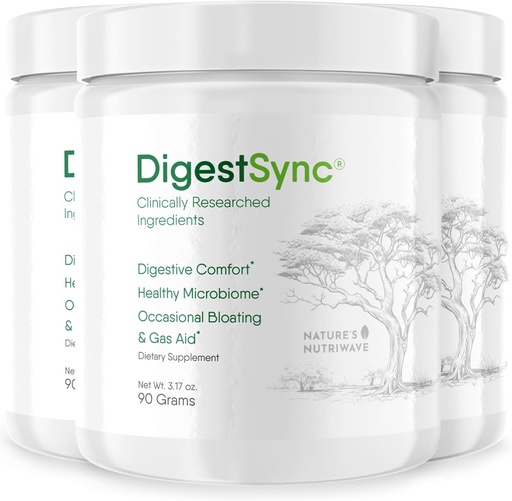[BRSRA2YZOQOWOHL3] DigestSync Digestion Supplement for Gut Health - Natural Powder for Digestive Support, Bloating Relief for Women & Men, 100% Natural Green Powder - 3 Month Supply
