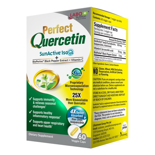 [BRSRMFD5B4CRQ332] LABO Nutrition Perfect Quercetin SunActive IsoQ Bioflavonoids, Vitamin C, 25x More Bioavailable, for Immune, Allergy, Sinus Relief, and Cardiovascular Support - Healthy Inflammation Response - 60s