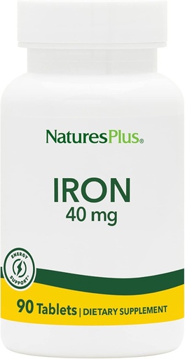 [BRSWIYTYO4HRWGDK] NaturesPlus Iron - 40 mg, 90 Tablets - Vegetariano, Gluten Gratis - 45 Servings