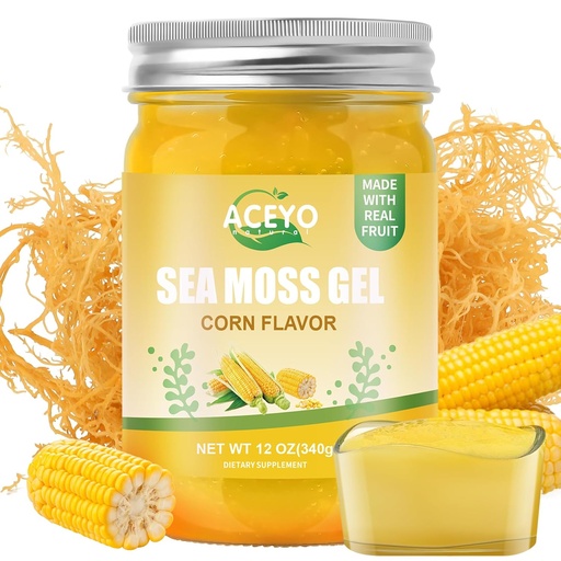 [BRSROZT7OAFGAE3K] (12 OZ) Irish Sea Moss Gel Organic Raw Vegan Corn Flavored Natural Seamoss Supplement 102 Vitamins and Minerals Wild Harvested Non-GMO Immune Defense Booster Thyroid Digestive Support
