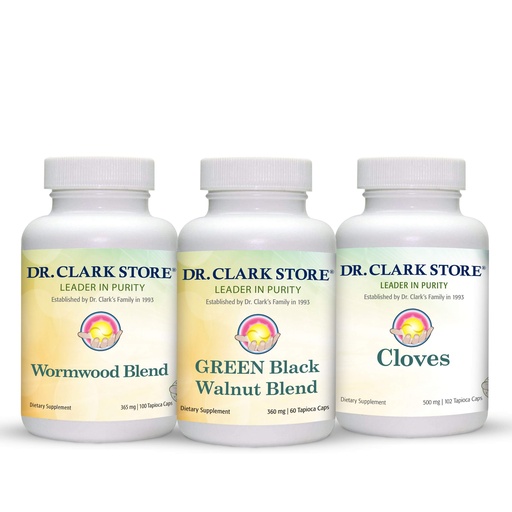 [BRSWYAYLBECB6DT4] Dr Clark Store Intestine Support & Cleanse Kit - with Freeze-Dried Green Black Walnut Hulls, Wormwood, and Cloves-Helps Maintain Optimum Intestinal Function - Vegetarian Capsules