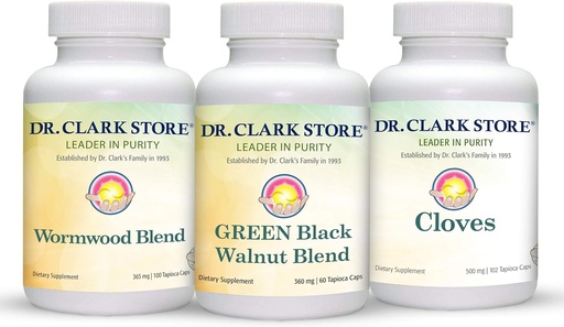 [BRSWYAYLBECB6DT4] Dr Clark Store Intestine Support &נקי Kit - עם Freeze-Dried Green Walnut Hulls, Wormwood, ו- Cloves-Helps לשמור על פונקציונליות אופטימם Intestinal - קפסולות צמחוניות