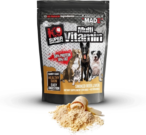 [BRSRAGAFCUFB4F3F] K9 Multivitamin, Nutrient-Dense Pet Supplement, Boosts Immunity, Muscle Growth, Digestion, Coat Health (45 Servings)
