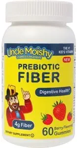[BRSRMBLQC4ARED3J] Uncle Moishy Vitamins Prebiotic Fiber 60 Gummies | Keto Sugar Free Gummy Chews for Toddlers |4g Fiber for Children Constipation Support | Natural Kosher Halal Berry Chewable